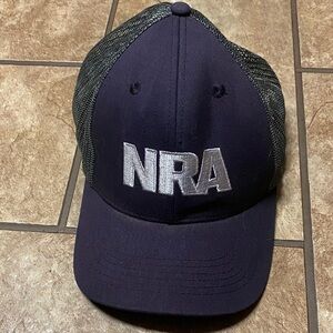 Black Adjustable Trucker Hat with Silver NRA Logo